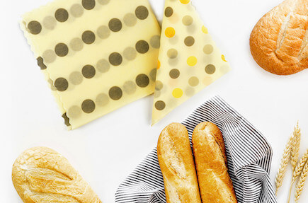 beeswax food wrap next to bread